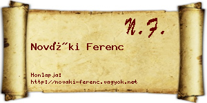 Nováki Ferenc névjegykártya